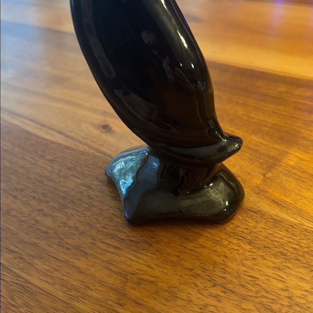 Black Crane Long Neck Bird Ceramic Pottery Art Statue Marked Japan 10.25” - Picture 4 of 8